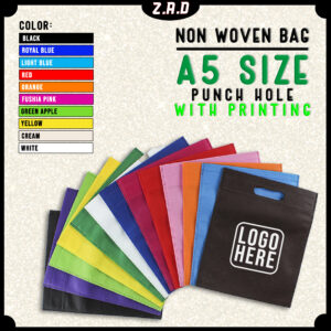 Non Woven Bag A5 Punch Hole Size:-25cm(Length) x 30cm(Height)