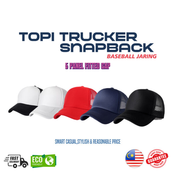 [Ready Stock] Topi Trucker Snapback Adjustable Baseball Jaring Cap