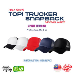 [SIAP PRINT] Topi Trucker Snapback Adjustable Baseball Jaring Cap with Printing